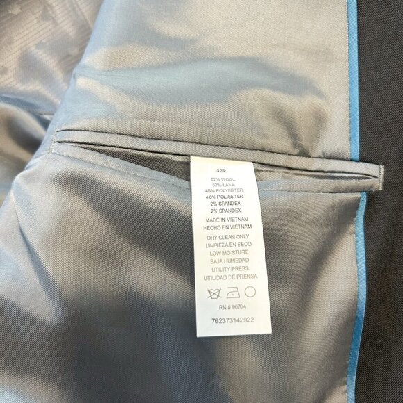 Perry Ellis Portfolio Slim Fit Black Wool Blend Blazer Suit Jacket Men’s 42R - Picture 7 of 8